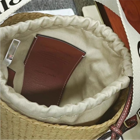 Chloe WOODY Straw Woven Bucket Bag Vegetable Basket - Picture 4 of 7